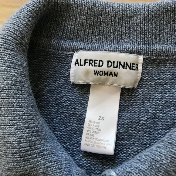 Alfred Dunner Blue Knit Cardigan Sweater Ramie Cotton Ribbon Embroidery - Picture 5 of 7
